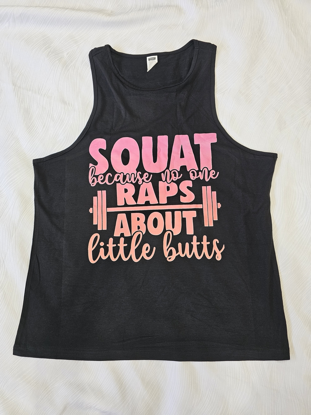 Women’s Black Workout Tank with Pink Motivational Graphic Size 2XL